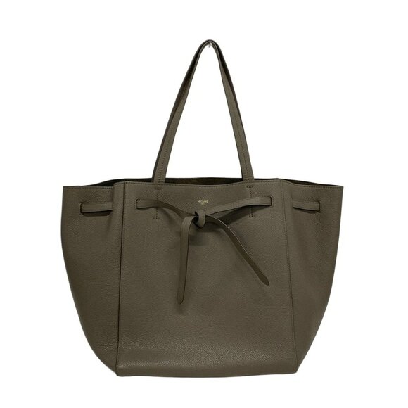 CELINE Handbags - Auth CELINE Cabas Phantom Small With Belt - Gray Beige Soft grained calfskin
